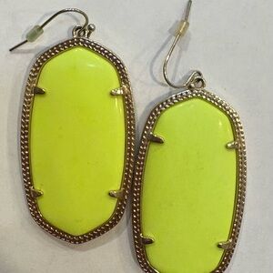 Kendra Scott Neon Yellow/gGreen Earrings with Gold Accents